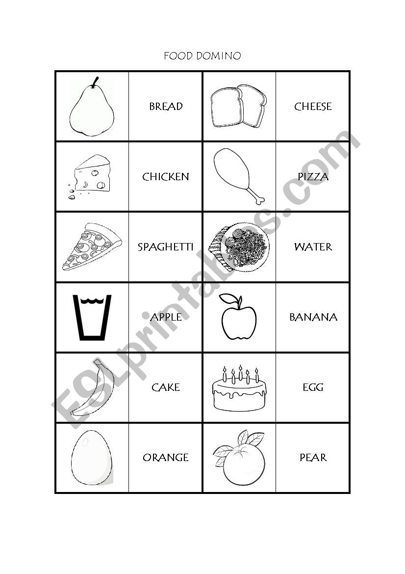 Food domino worksheet