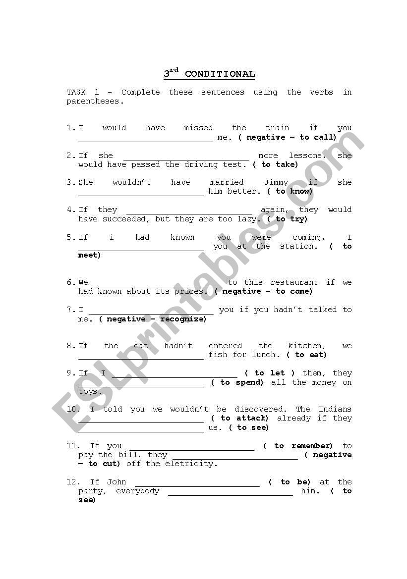 Third Conditional worksheet