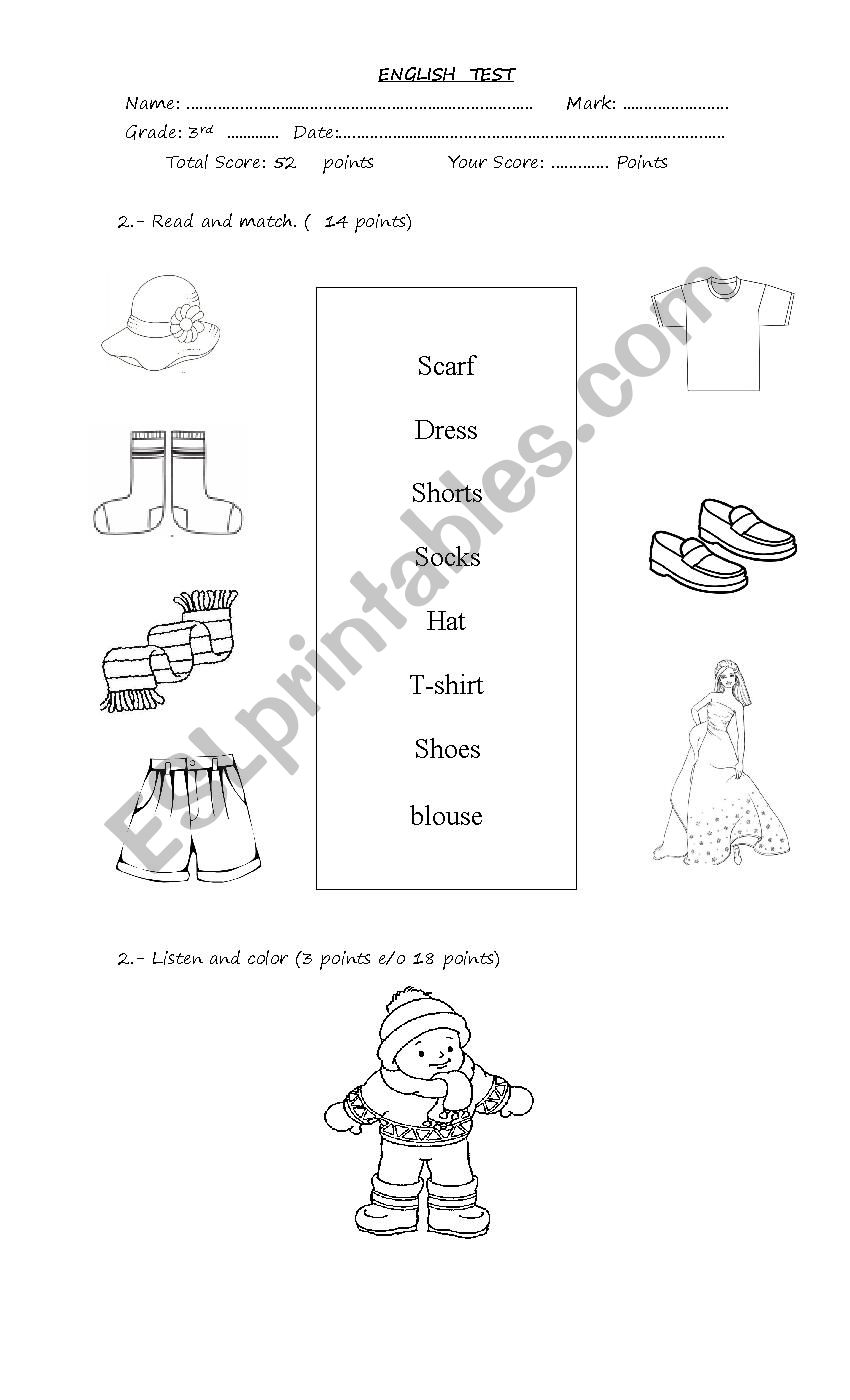 clothes worksheet