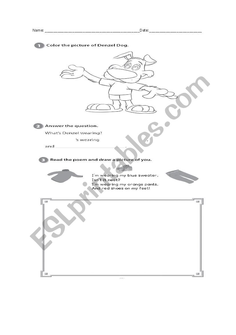 clothes  worksheet
