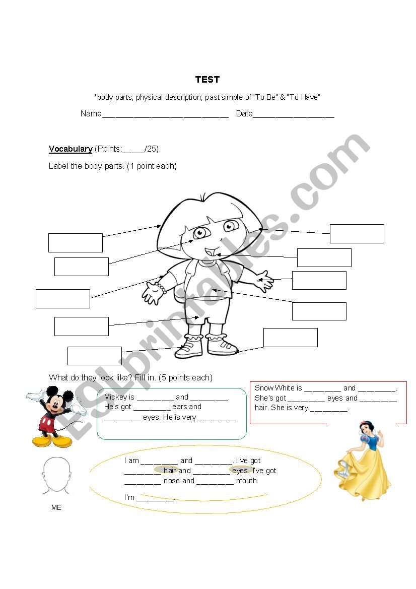 TEST-Body parts&Simple past of 