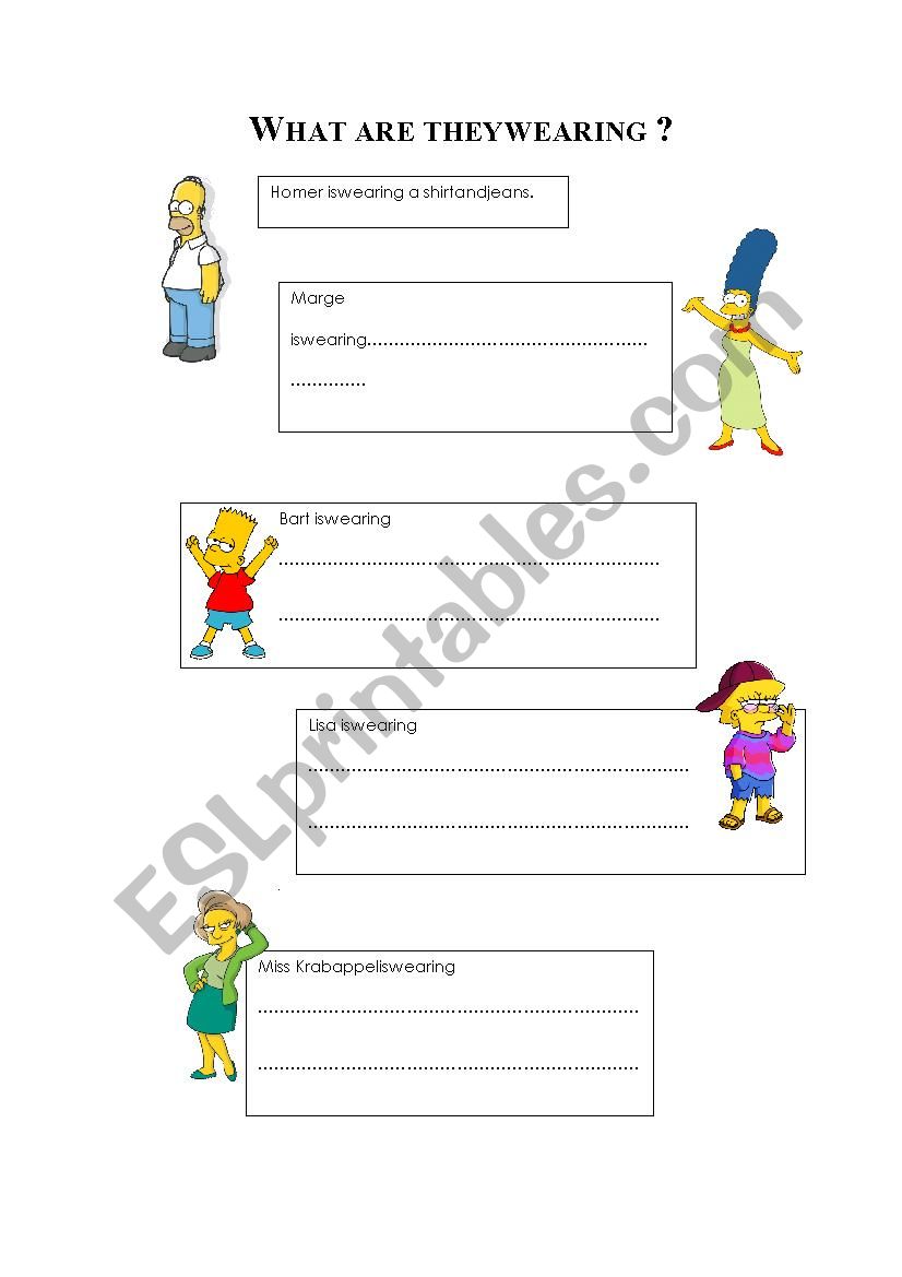 Exercise on clothes worksheet