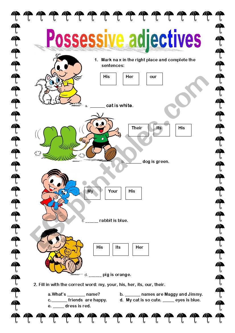 Possessive adjectives worksheet