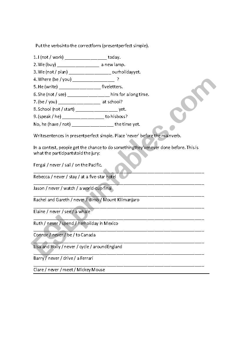 Review Present Perfect and Simple Past