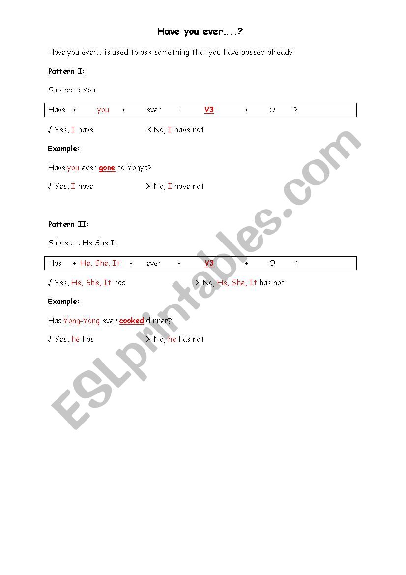 Have you ever...? worksheet