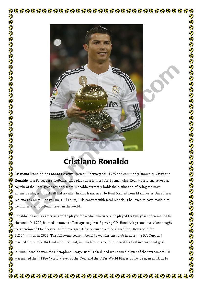 Cristiano Ronaldo worksheet