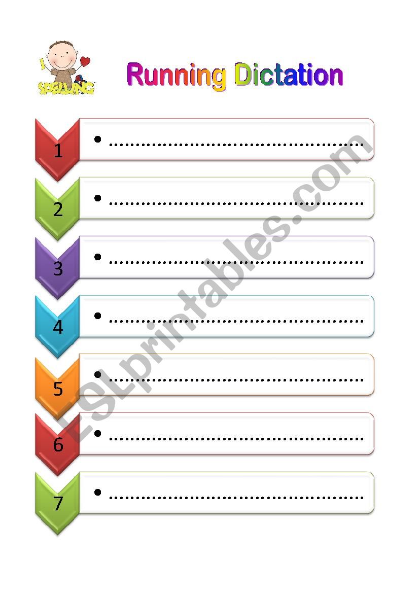 running dictation worksheet