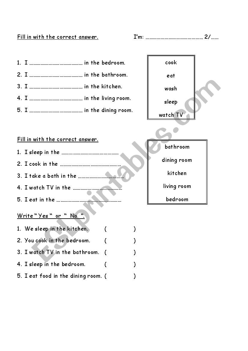 my house worksheet