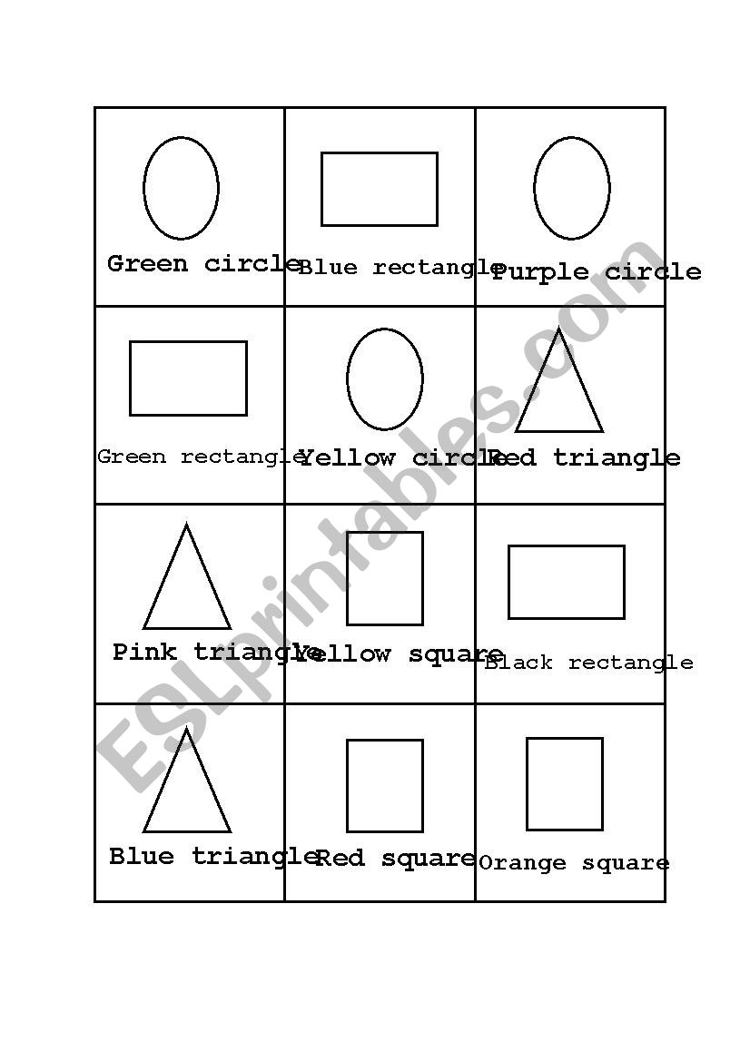 Shapes Go Fish worksheet