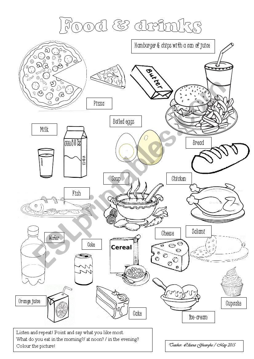 food and drink worksheet