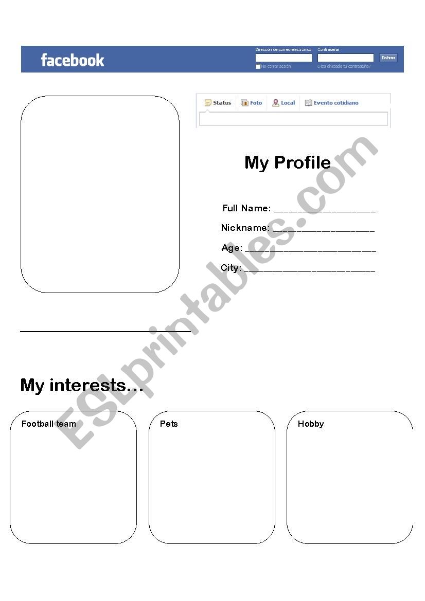 My Profile worksheet