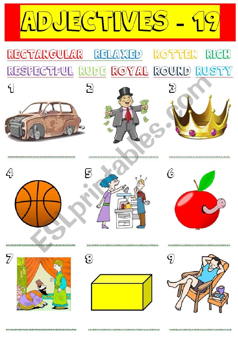 adjectives - 19 worksheet