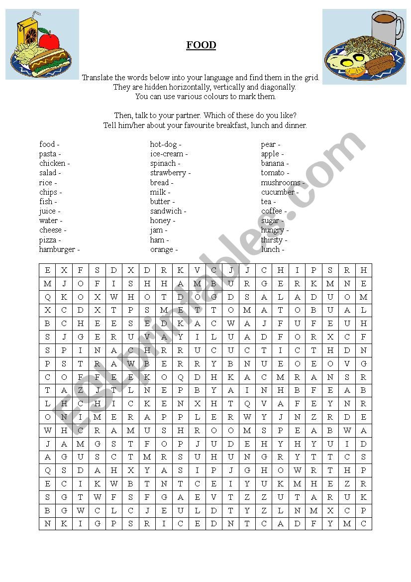 Food worksheet