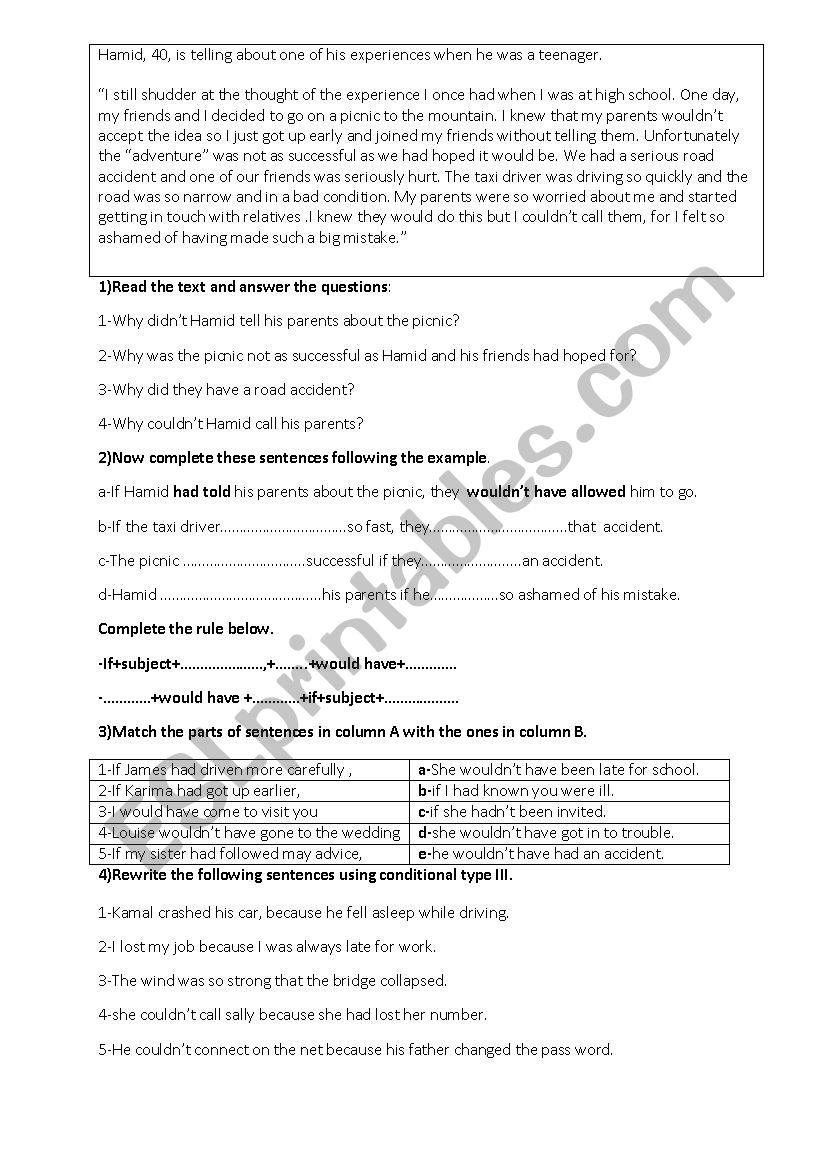 conditional type3 worksheet