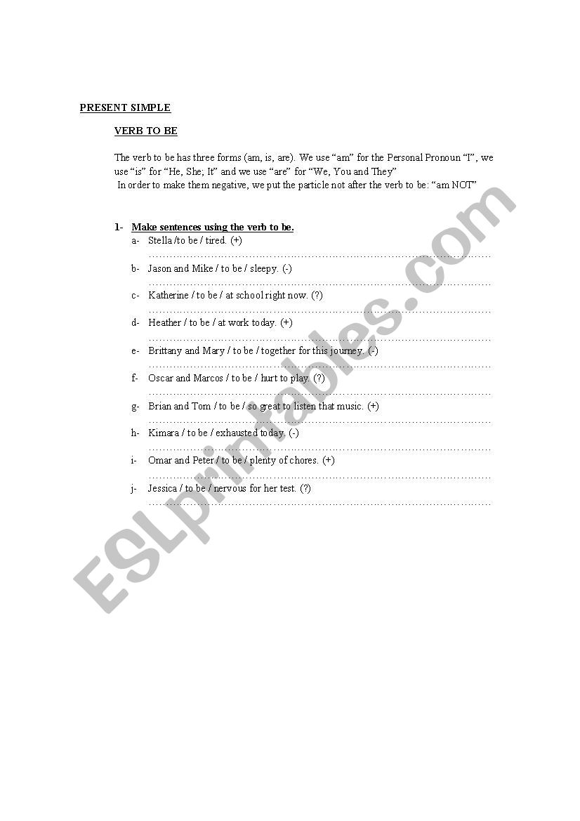 PRESENT SIMPLE worksheet