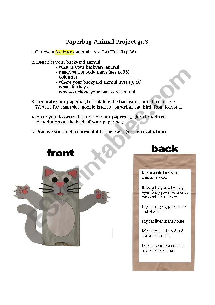 Paperbag Backyard Animal Puppet