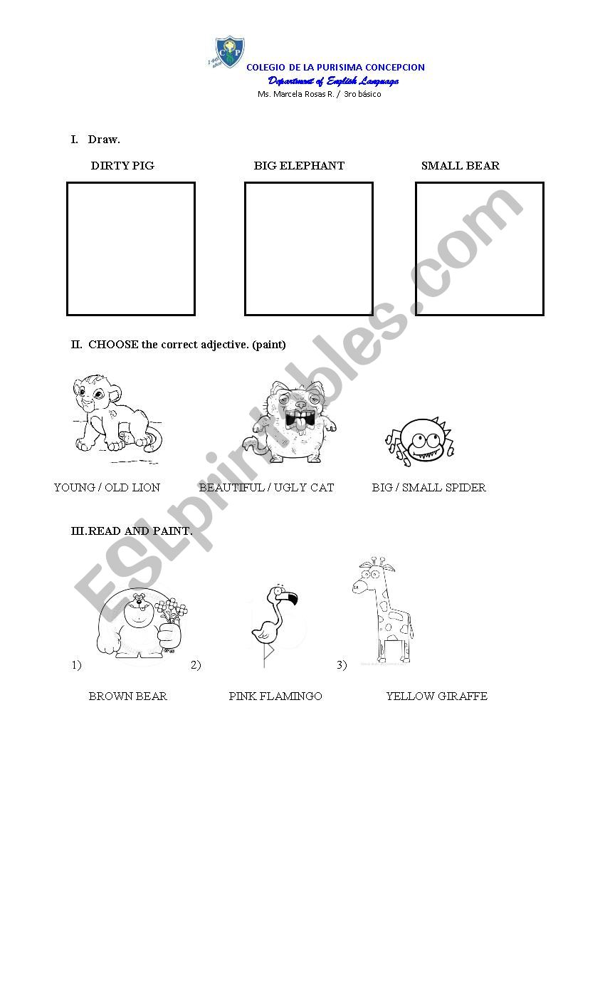 adejctives worksheet