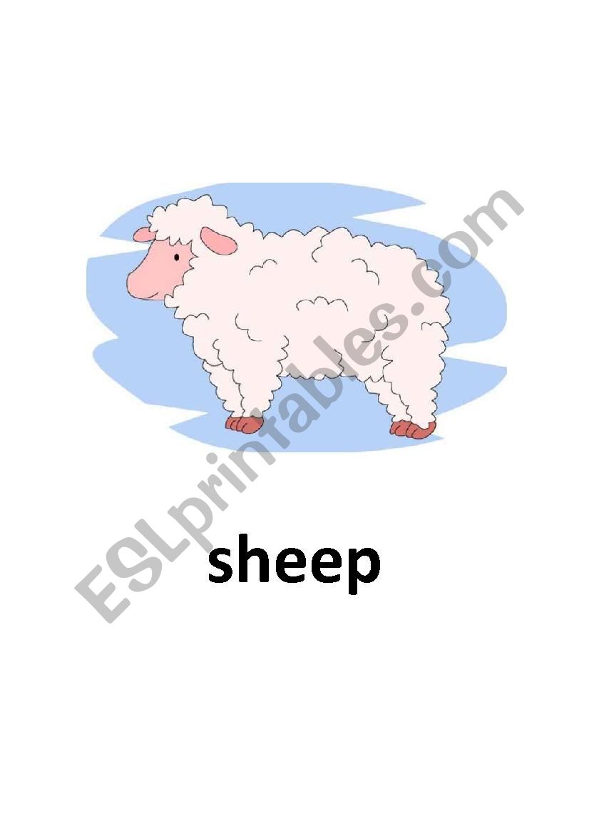 Farm animals flashcards. 10 flashcards fully editable