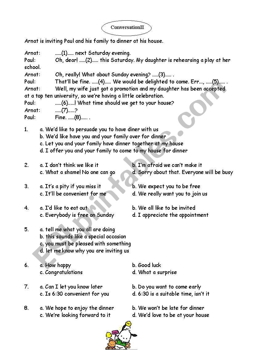 Inviting worksheet