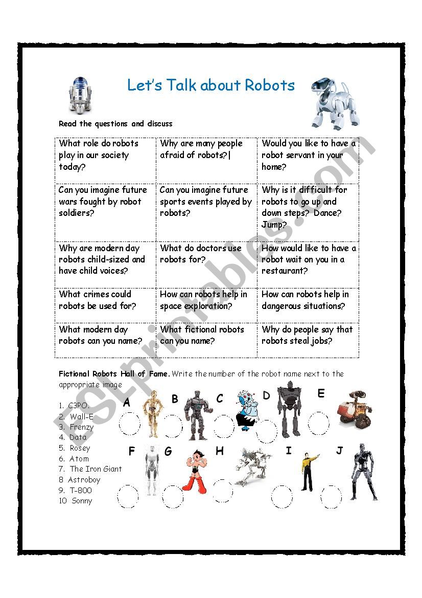 Lets Talk about Robots worksheet