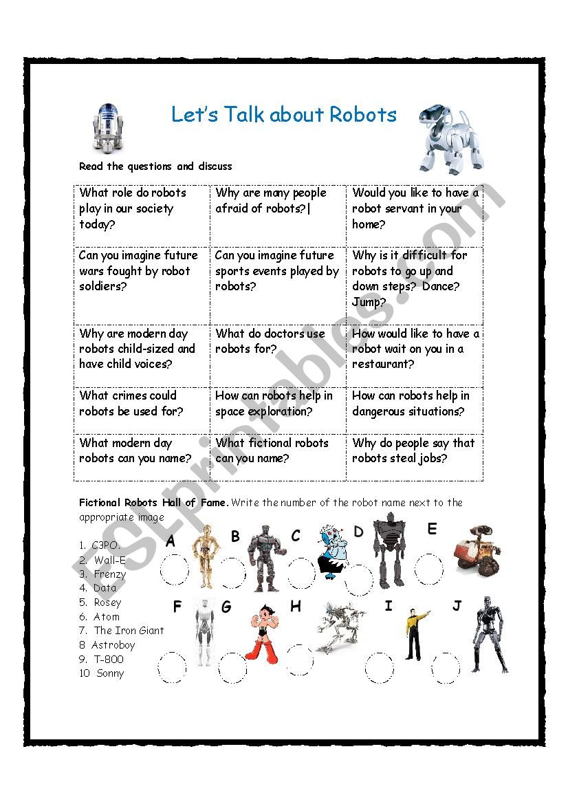 LetÂ´s Talk about Robots worksheet