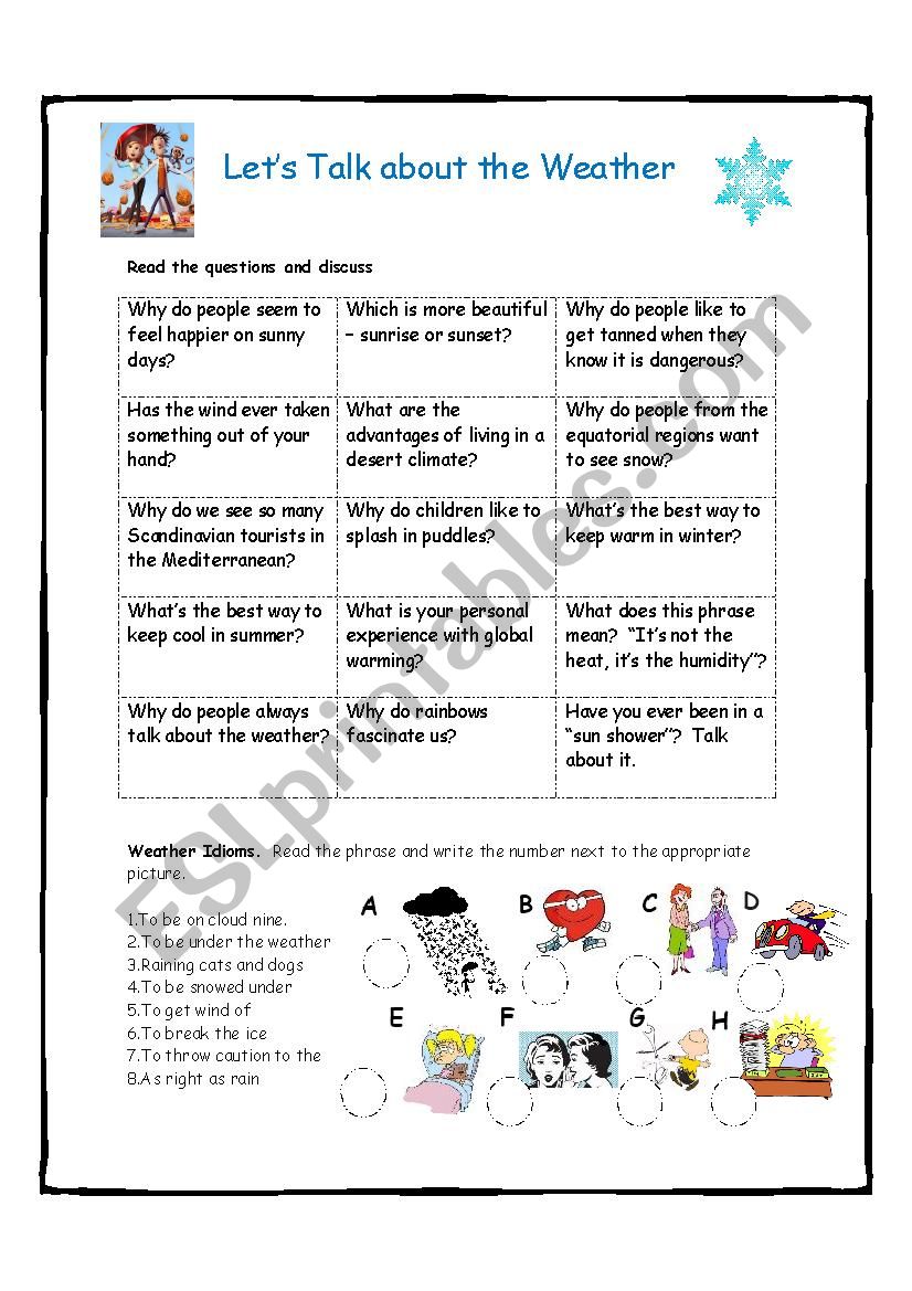 Let´s Talk about the Weather - ESL worksheet by EstherLee20 Pertaining To Weather Vs Climate Worksheet