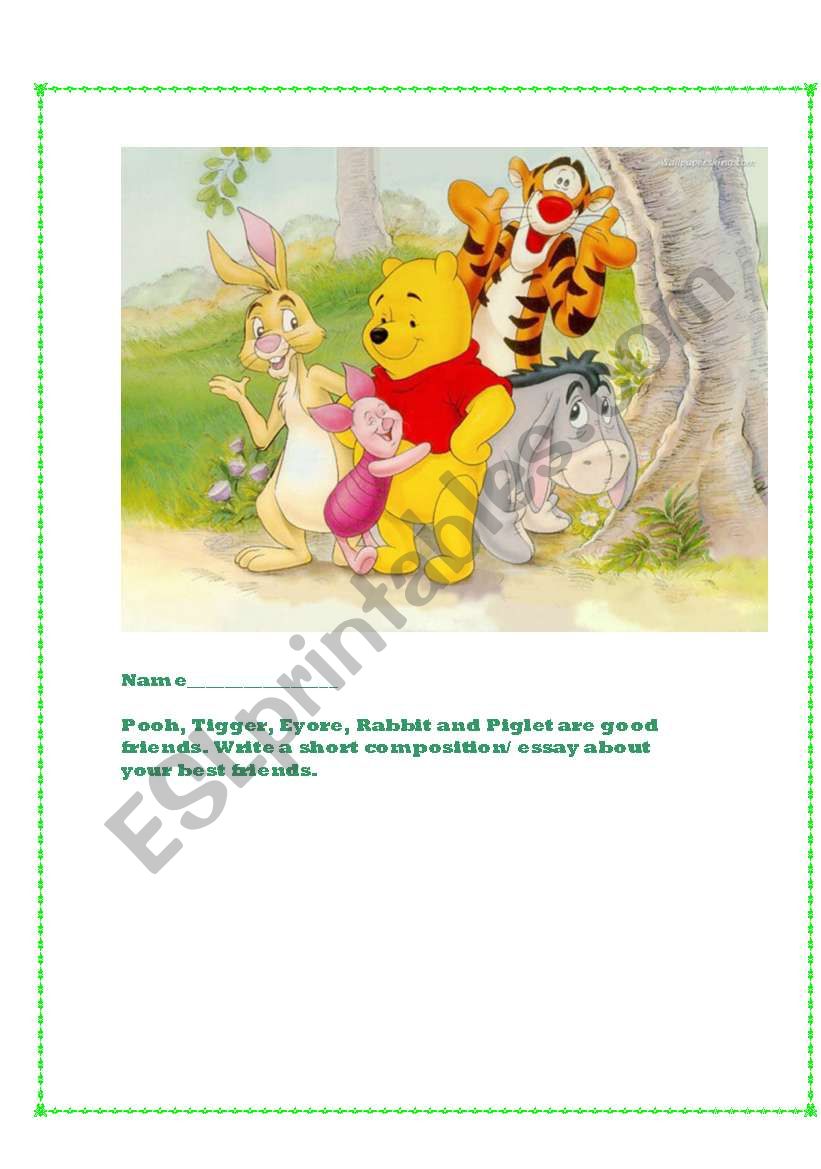 Pooh Bear worksheet