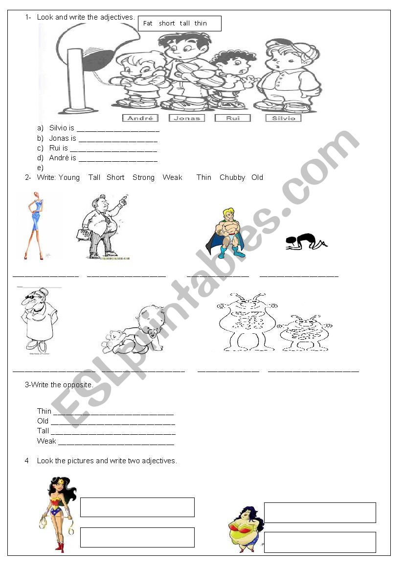 Adjectives worksheet