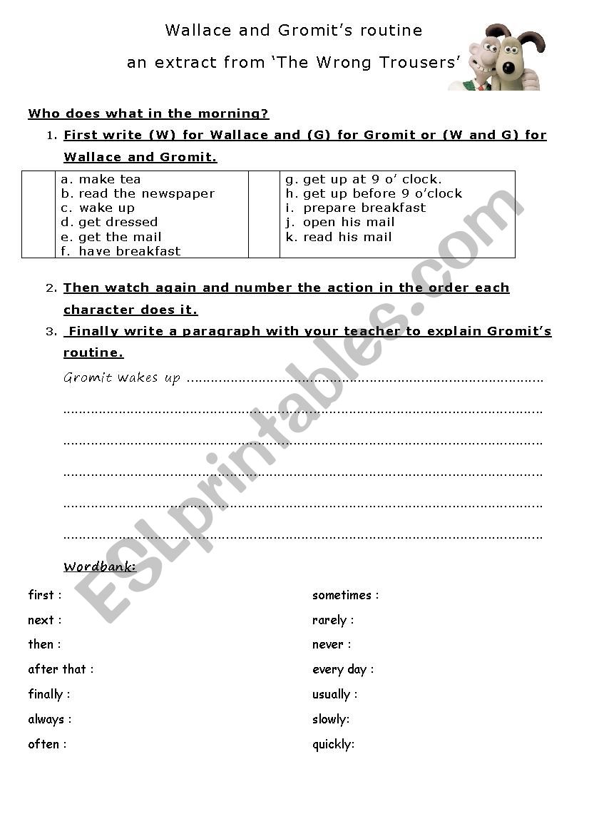 Wallace and gromitÂ´s morning routine