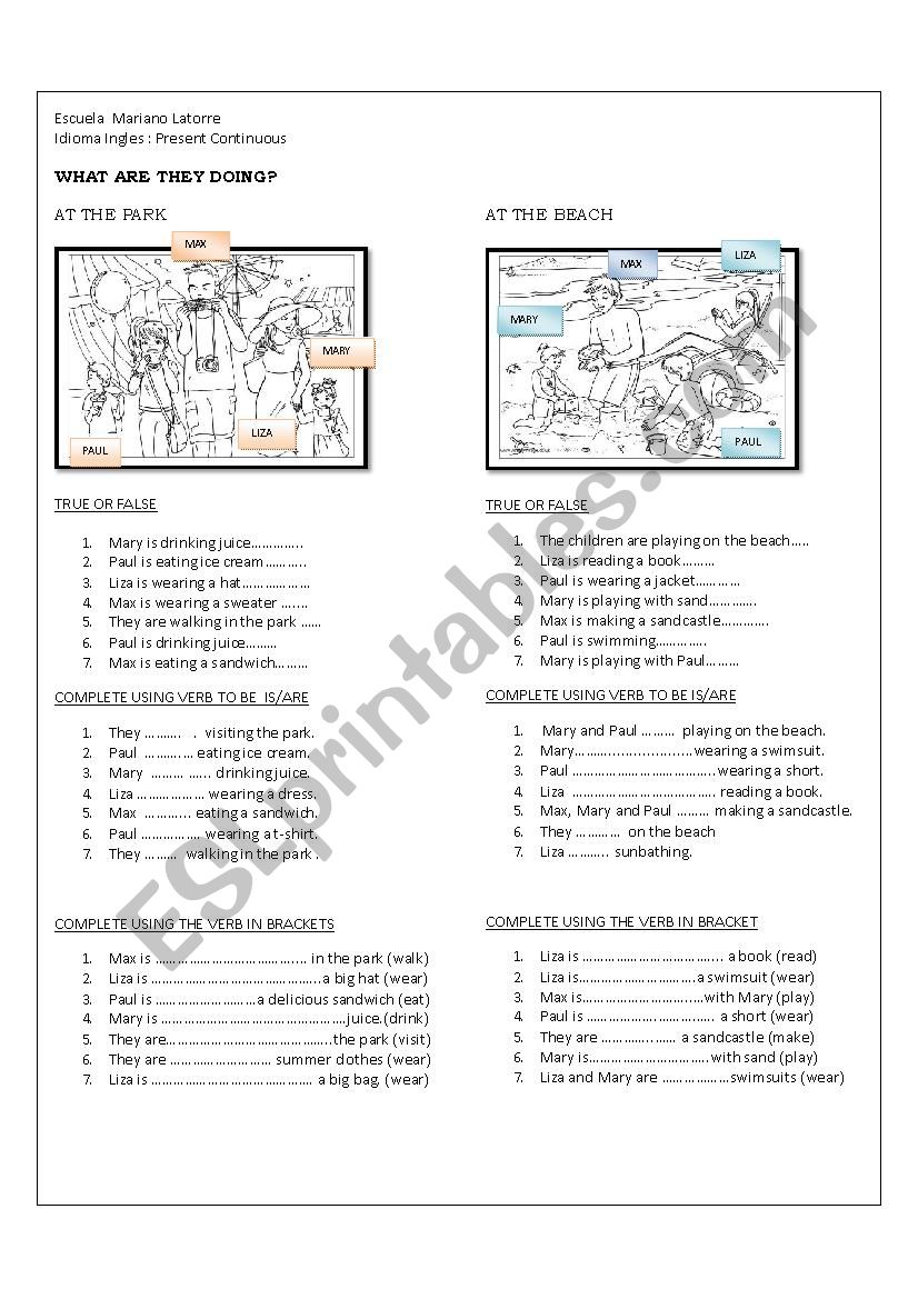 What are they doing ?  worksheet