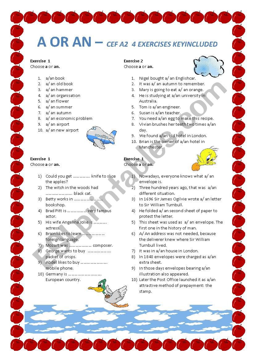 A or AN - CEFA2 worksheet