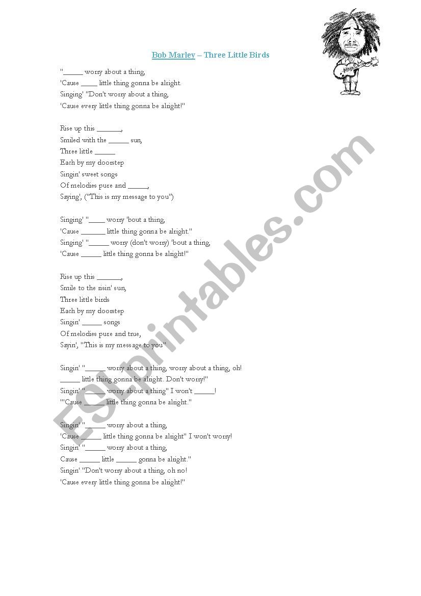 Three Little Birds worksheet