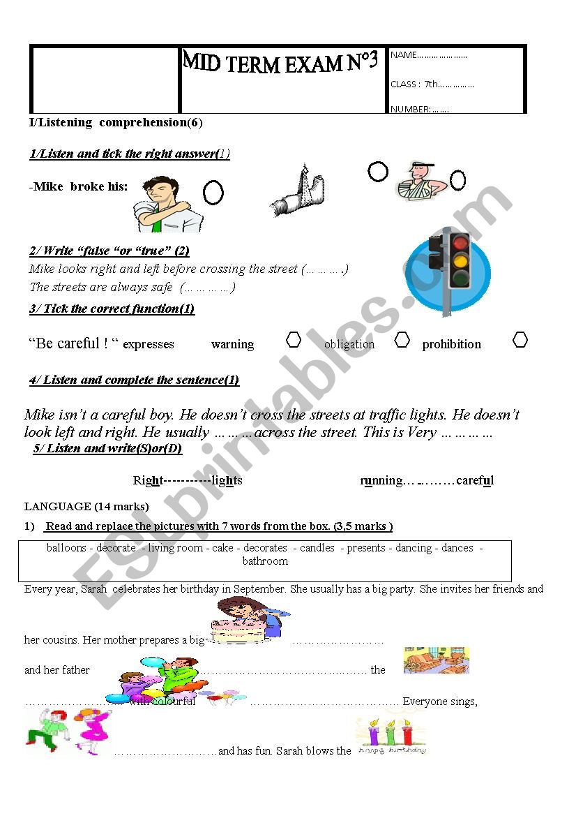 Mid-term test n3  worksheet