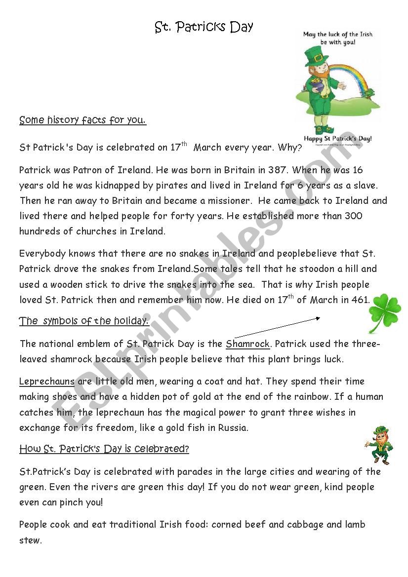 St. Patricks Day information 