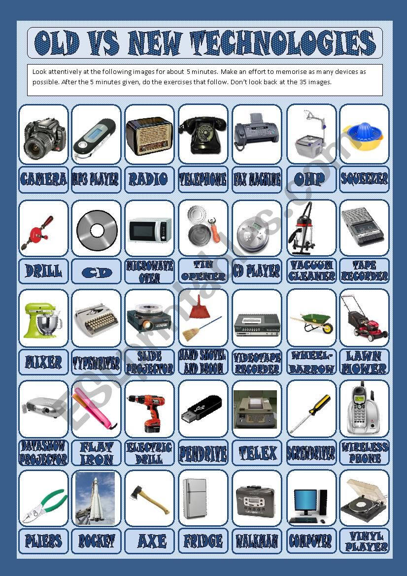 Old vs New technologies - ESL worksheet by Marília Gomes