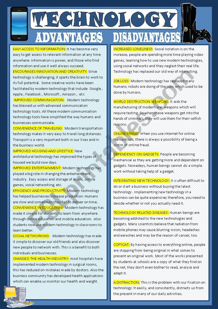 essay on advantages and disadvantages of modern technology