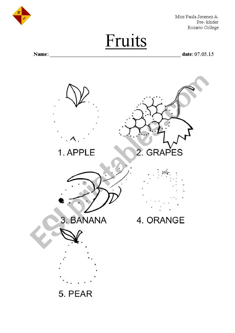 fruits  worksheet