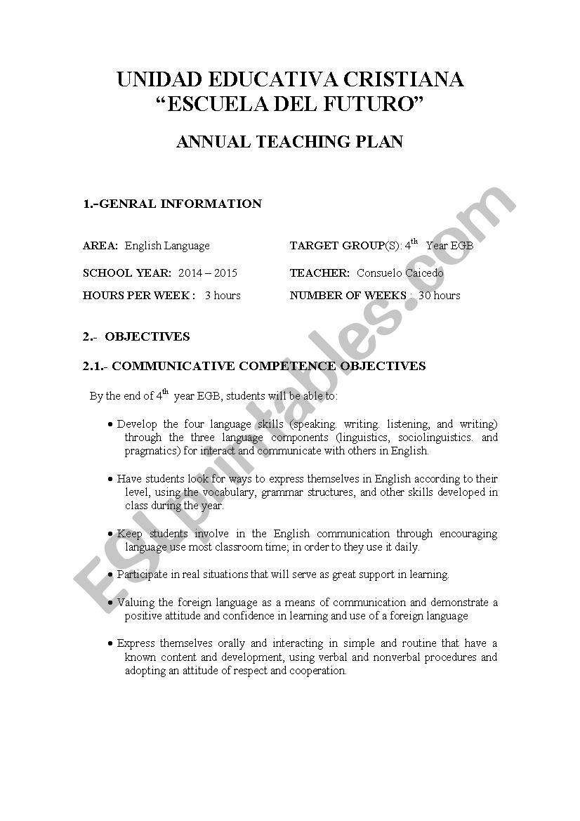 Planificaciones anuales para 4to ao de Bsica