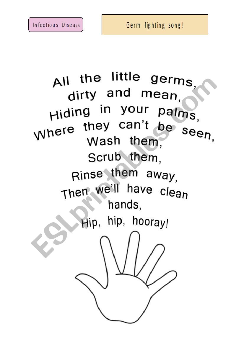 Germ Fighting Song Worksheet worksheet