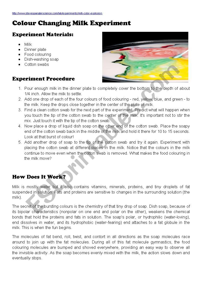 Colour Chnaging Milk Experiment