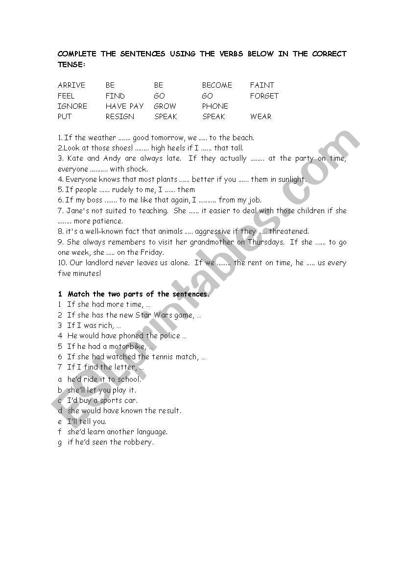 MIXED CONDITIONALS worksheet