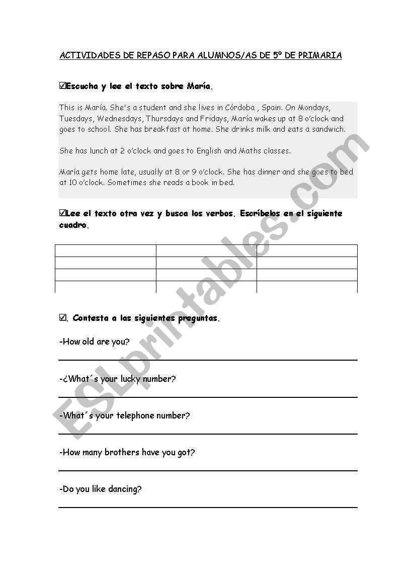 Daily routine 1 worksheet