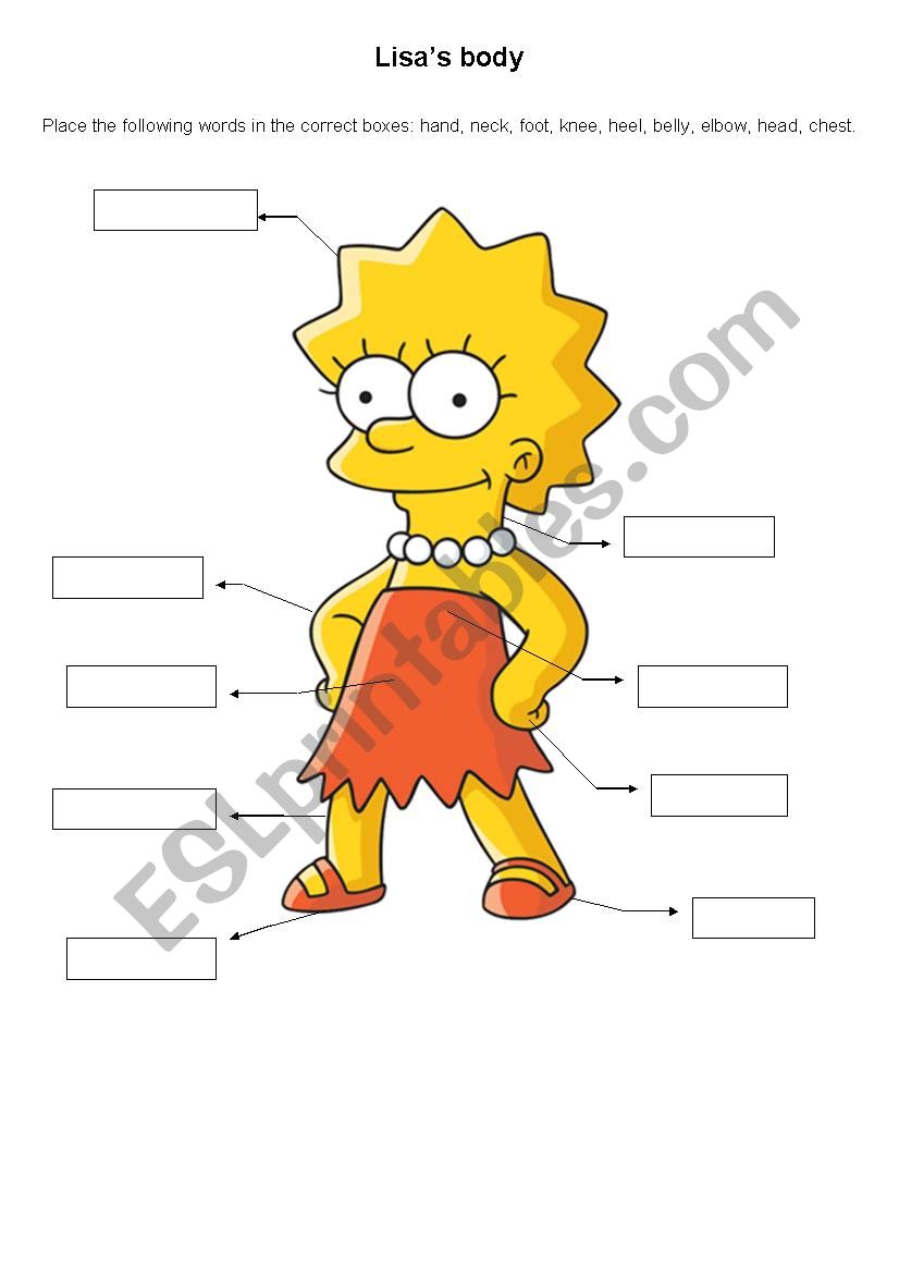 Lisas body worksheet