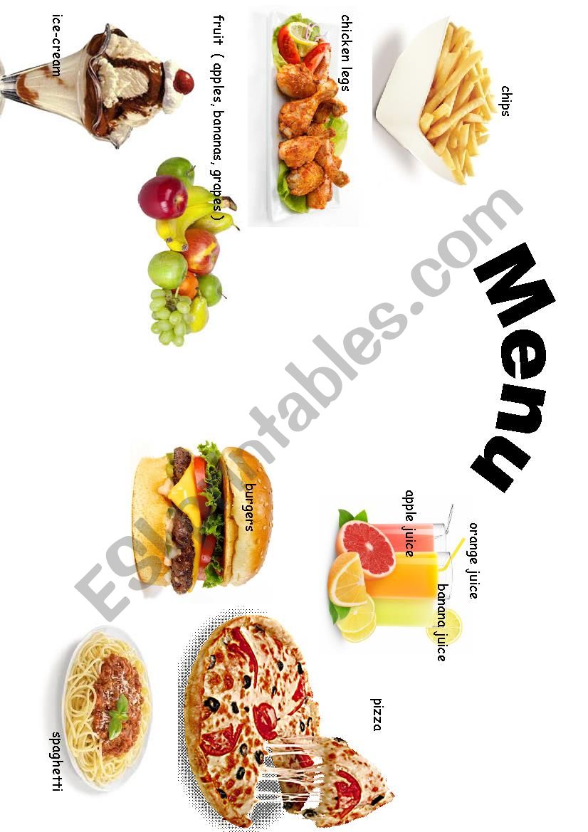 Restaurant Menu worksheet