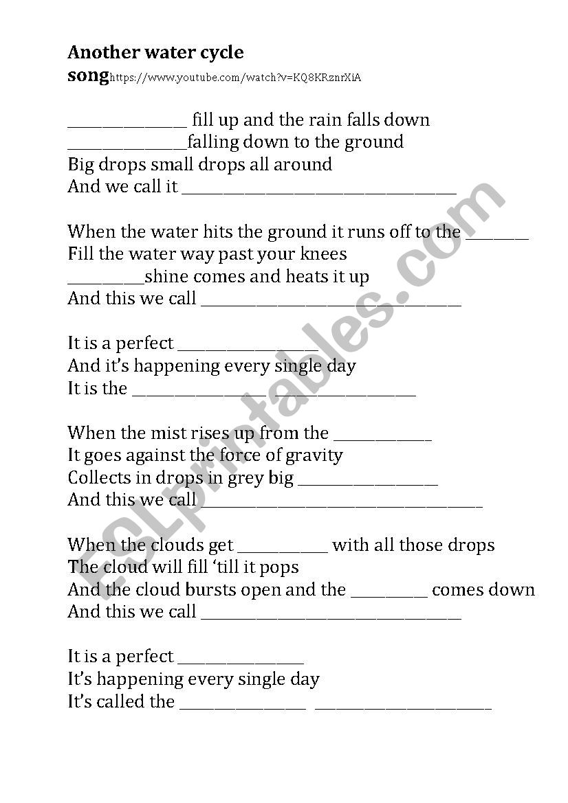Another Water Cycle Song worksheet
