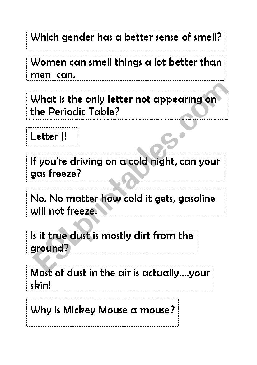 Fun facts  worksheet