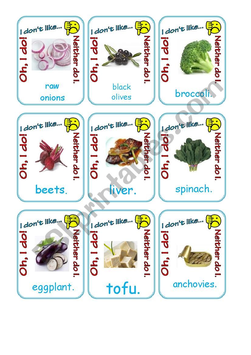 I DonÂ´t Like Go Fish worksheet