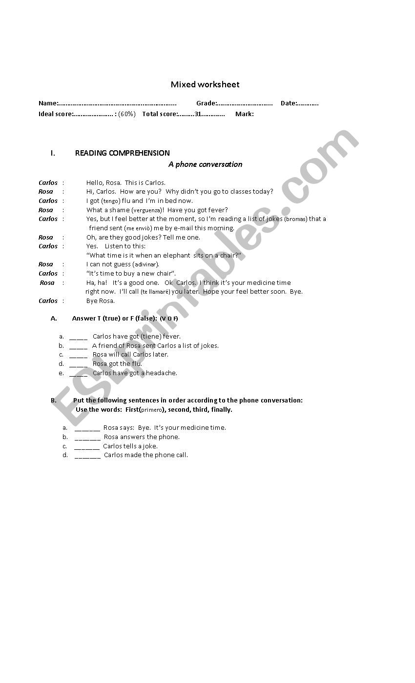 Mixed worksheet worksheet