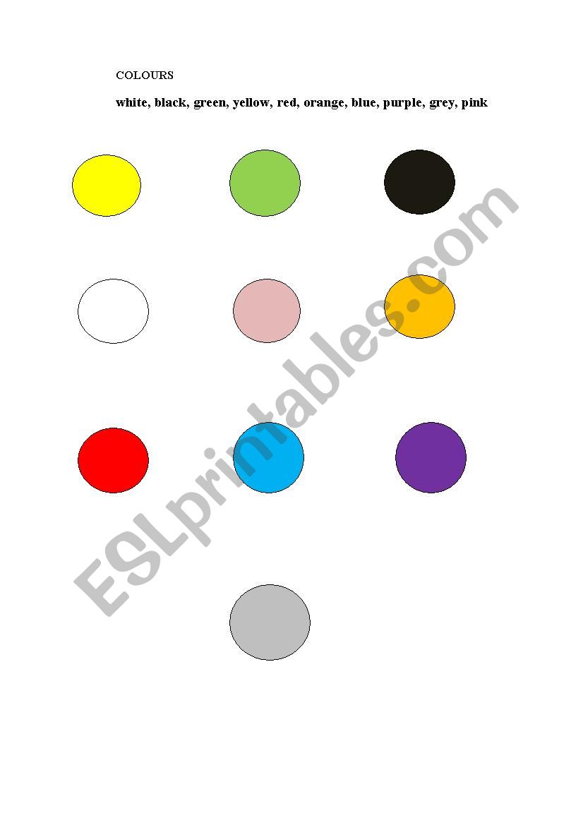 colours worksheet
