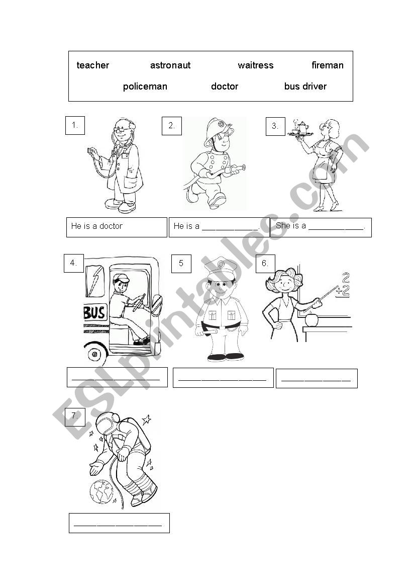 Occupations worksheet